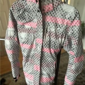 Women's Pink and Gray Patterned Jacket killtec snowboarding ski snow jacket